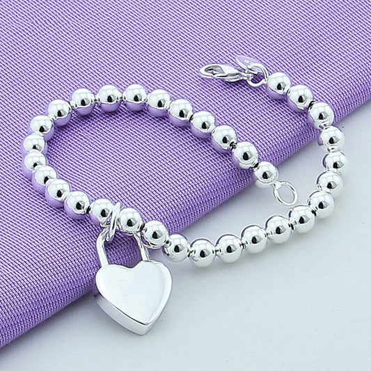 Bracciale con chiusura a cuore placcato argento 925